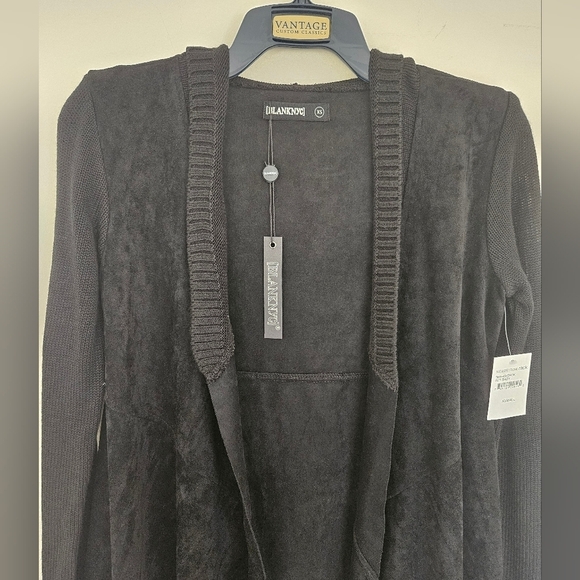 BLANKNYC Denim Faux Suede Drape Front Sweater - Picture 3 of 12